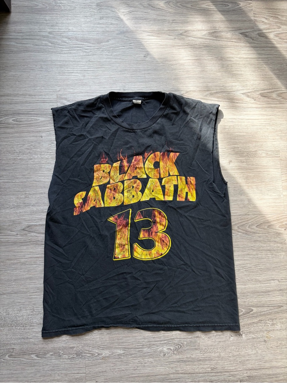 Black Sabbath 13 Flame Logo Muscle Tee - Black & Yellow